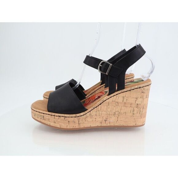 Born BOC Corrie Platform Wedge Sandals Womens Size 11 M Black Vegan Buckle Shoes - Picture 4 of 11